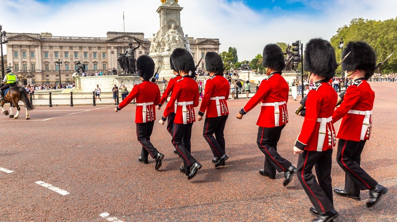 british military guards marching